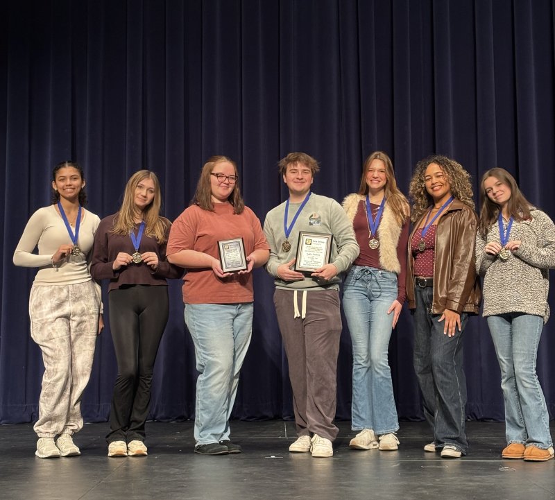 Cape High students earning superior scores at the New Jersey Thespian Festival are (l-r) Adriana Williams, Mairin Curran, Izzy Windsor, Noah Lewis, Ruby Manos, Julia LaCrette and Willow DiMichele. SUBMITTED PHOTOS